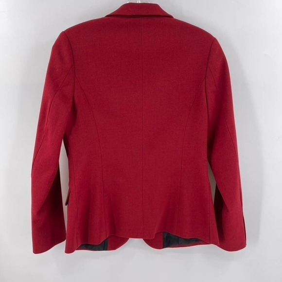 Helmut Lang Size 2 Red One Button Notched Collar 100% Wool Blazer Jacket - Picture 3 of 5